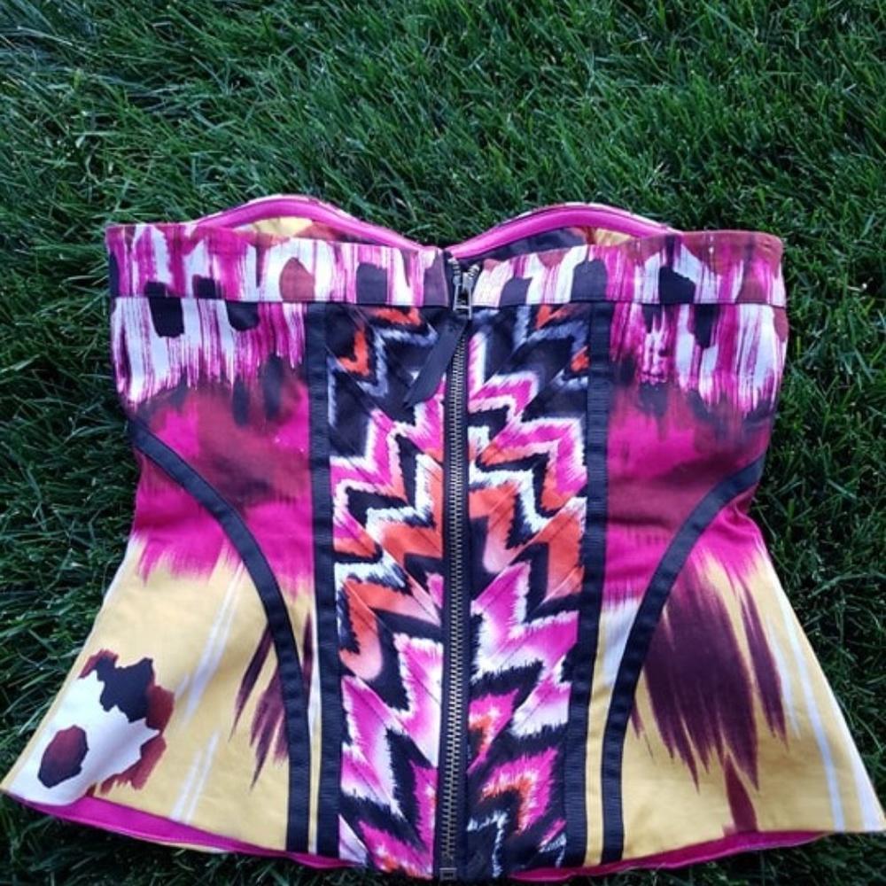 Bebe Back Zip Sleeveless Bustier Top Size XS - Picture 2 of 4